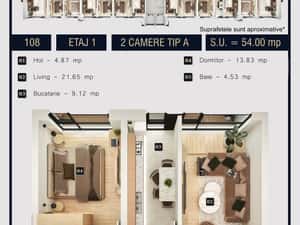 2 camere modern | open space sau decomandat | spatios | West Avenue — miniatura 5