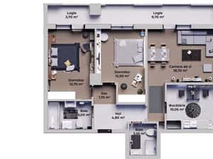Apartament 3 camere de vânzare – 69,45 mp utili – logie 13,4 mp — miniatura 3