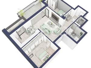 Apartament 66 mp utili 3 camere 2 bai etaj 3 in bloc cu lift Turnisor