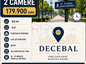 2 camere Decebal decomandat, centrala, parcare, an 1986, 65 mp, boxa — miniatura 2