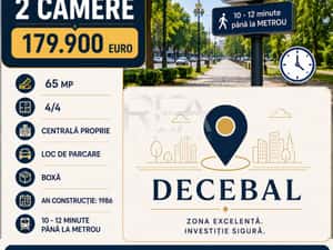 2 camere Decebal decomandat, centrala, parcare, an 1986, 65 mp, boxa — miniatura 5