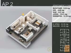2 camere | 74 mp | Titan | Centrala | Terasa L | Parcare | Metrou | TVA INCLUS — miniatura 5
