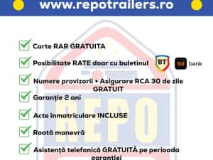 Remorca REPO auto noua 750 kg cu prelata  omologata  apicola atv moto — miniatura 7