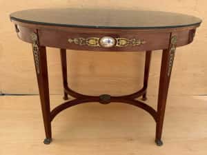 Masă consolă stil Empire / Napoleon III, bronz și porțelan, lemn masiv — miniatura 3