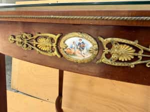 Masă consolă stil Empire / Napoleon III, bronz și porțelan, lemn masiv — miniatura 7