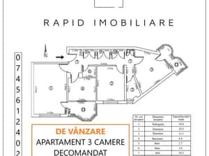 3 Camere-71.4 mp-Etaj 1 - Decomandat-An '86-'87-I.C. Frimu-I.F.R./LIDL — miniatura 4