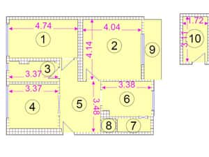 Apartament decomandat cu 3 camere-Splaiul Crișanei-64 mp /SU — miniatura 4