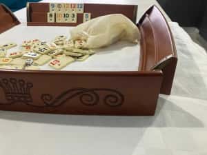 Joc Remi Remy. Table curbate grele din lemn masiv lacuit. NOU — miniatura 10