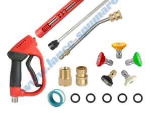 Set pistol presiune aparat spalat si lanci apa + set 5 duze