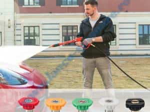 Set pistol presiune aparat spalat si lanci apa + set 5 duze — miniatura 4