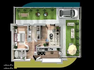 Apartament cu 3 camere, parter + curte proprie, Tip 5, ESQ Village3 — miniatura 3