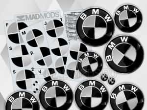 Set Stickere Embleme Negru cu Gri BMW Seria 1 2 3 4 5 6 7 8 X i M — miniatura 3