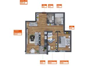 Ap. 3 Cam - Dezvoltator: Comat Towers, 83mp, Păcurari — miniatura 5