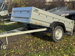 Remorca nouă basculabilă 205x112x39 cm, 750 Kg, șasiu sudat, roată de manevră , PREȚ PROMOȚIONAL!! — miniatura 9