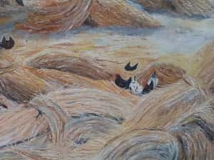 Tablou vechi - viata la sat - semnat P. Meda — miniatura 6