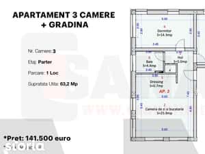 Ap. 3 cam. | NOU | Gradina | Rezidential sau Office | City Mall |VIDEO — miniatura 4