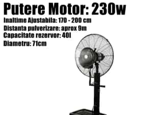 Ventilator Mare Pulverizare Vapori Apa Teresa Exterior Interior 230W Diametru 71cm Rezervor 41L + LIVRARE GRATUITA TM — miniatura 3