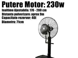 Ventilator Mare Pulverizare Vapori Apa Teresa Exterior Interior 230W Diametru 71cm Rezervor 41L + LIVRARE GRATUITA TM — miniatura 8