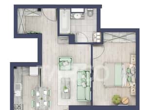 Apartament la parter cat un etaj 1 cu 47 mp utili 2 camere Turnisor — miniatura 5