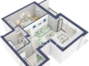 Apartament la parter cat un etaj 1 cu 47 mp utili 2 camere Turnisor — miniatura 6