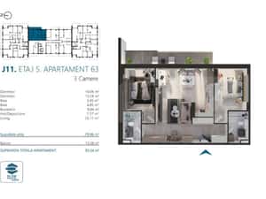 Apartament cu 3 camere, 80 mp, Ansamblu Rezidential, zona RIVUS — miniatura 3