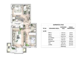 ESQ Village 3 Galata, apartament cu 3 camere, TIP 3, etaj 1 sau 2 — miniatura 6