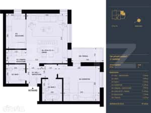 Apartament cu 2 camere si 2 bai, Smart Home, 60 mp - Complex Rezidenti — miniatura 2