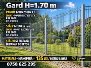 Montaj gard plasa zincata / Imprejmuire teren / gard la cheie — miniatura 2