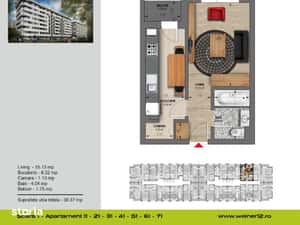 Garsoniera decomandata Weiner 18 Militari Residence — miniatura 6
