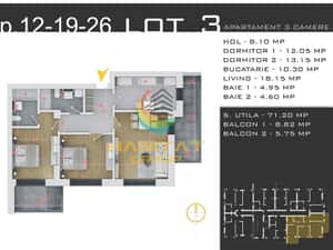 Pallady 3 camere decomandat 86 mp 15 min.metrou N.Teclu — miniatura 4