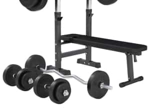 *Banca Reglabila pentru Piept, Suport + SET GREUTĂȚI 100 KG 30/31 MM