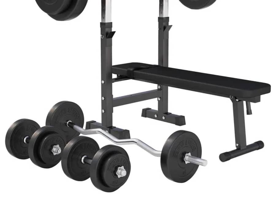*Banca Reglabila pentru Piept, Suport + SET GREUTĂȚI 100 KG 30/31 MM — fotografie 1 din 10