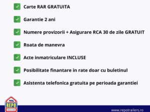 Remorca Platforma AUTO RSA 3519 1800 Kg,Fabricata in RO,carte RAR — miniatura 4