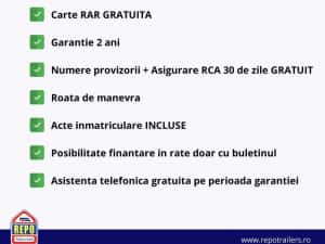 Remorca Platforma AUTO RSA 3519 1800 Kg,Fabricata in RO,carte RAR — miniatura 10
