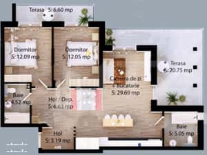 APartament cu 3 camere, 73 mp utili, zona Careiului — miniatura 2