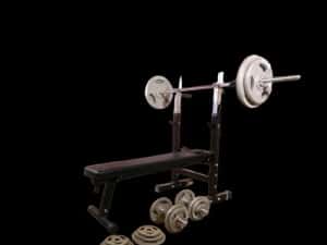 Banca reglabila cu suport + set greutati 105 kg