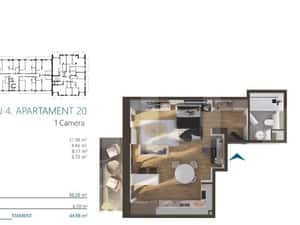 Apartament o camera, 40 mp, etajul 4, zona Elite — miniatura 2