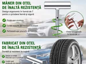 Kit Reparație Anvelope Tubeless 9 Piese pentru Auto Moto SUV — miniatura 4