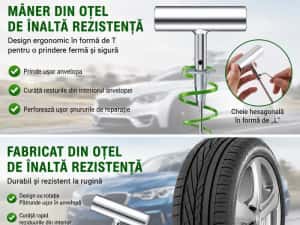 Kit Reparație Anvelope Tubeless 9 Piese pentru Auto Moto SUV — miniatura 9