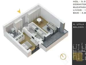 2 Camere + parcare | Încălzire în Pardoseală | Imobil P+3 Pallady — miniatura 4