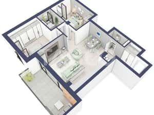 Apartament 3 camere 2 bai bloc cu lift zona de case in Turnisor