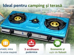 Aragaz exterior inox cu 3 arzatoare 149 lei — miniatura 3