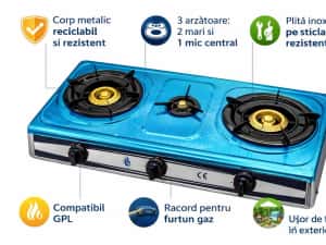 Aragaz exterior inox cu 3 arzatoare 149 lei — miniatura 7