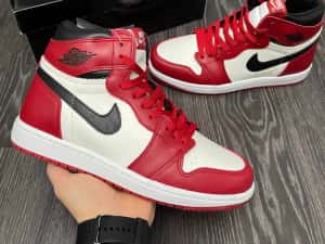 Adidasi Nike Air Jordan1 High Chicago Red NOU Premium — miniatura 3