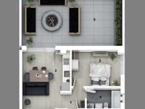 Apartament 2 camere otopeni cu terasă mare