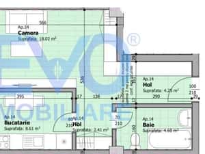 Apartament cu 1 camera, 44,57 mp, decomandat, bloc nou, zona Galata — miniatura 4