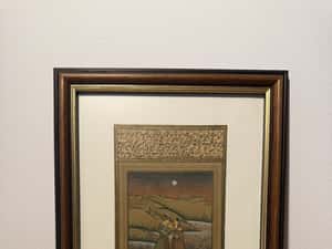 Un print si doamna lui Tablou rar indian secolul 19-20 — miniatura 7