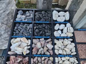 Piatra codru ornamentala decorativa rotunjita Thassos  bolovani  alb r — miniatura 5