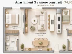 Apartament SAD_CU 3 CAMERE_NOU_langa Penny Drumul Cetatii