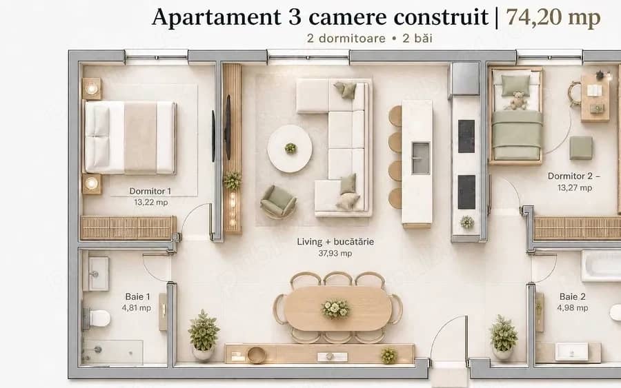 Apartament SAD_CU 3 CAMERE_NOU_langa Penny Drumul Cetatii — fotografie 1 din 1
